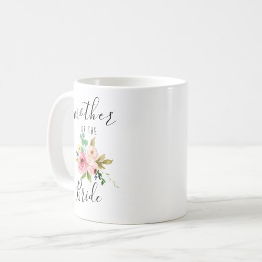 Mug Mère de la mariée Blush Florals Mariage cadeau (Devant gauche)