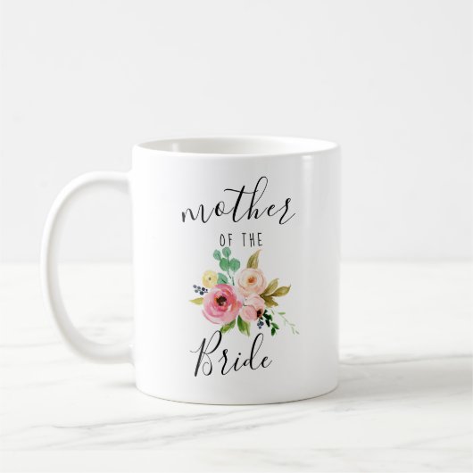 Mug Mère de la mariée Blush Florals Mariage cadeau (Gauche)
