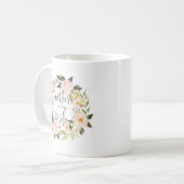 Mug Mère de la mariée, Calligraphie, couronne florale- (Devant gauche)