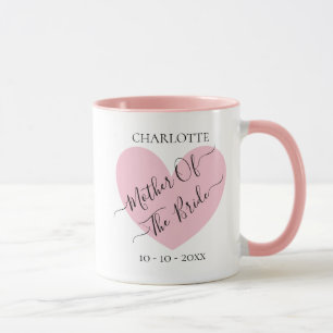 Mug Mère De La Mariée Coeur Rose Personnalisée