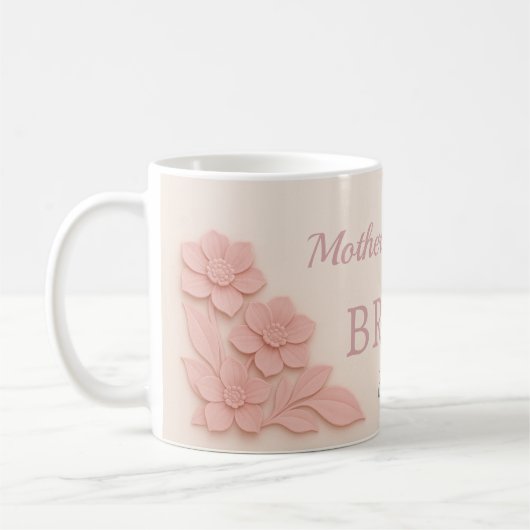 Mug Mère de la mariée fleurs roses (Gauche)