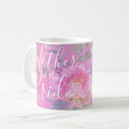 Mug Mère de la mariée Floral Pink Modern (Devant gauche)