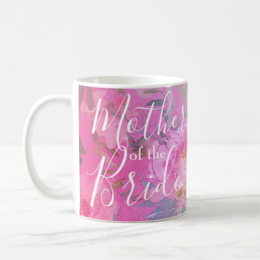Mug Mère de la mariée Floral Pink Modern (Gauche)