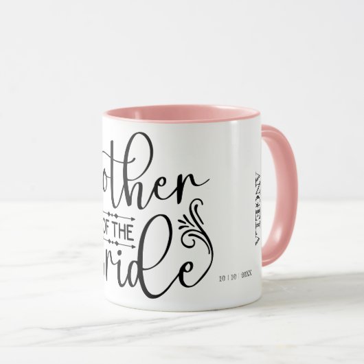 Mug Mère de la mariée FlowScript Personnalisé (Devant droit)