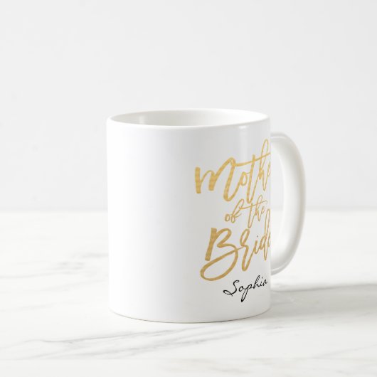 Mug Mère de la mariée Lettering Custom (Devant droit)