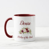 Mug Mère de la mariée Marsala Mariage rose floral (Gauche)