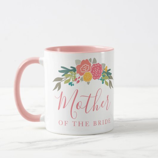 Mug Mère de la mariée ou de la chambre Bouquet rose ro (Gauche)