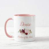 Mug Mère de la mariée Pink Marsala Mariage floral (Gauche)
