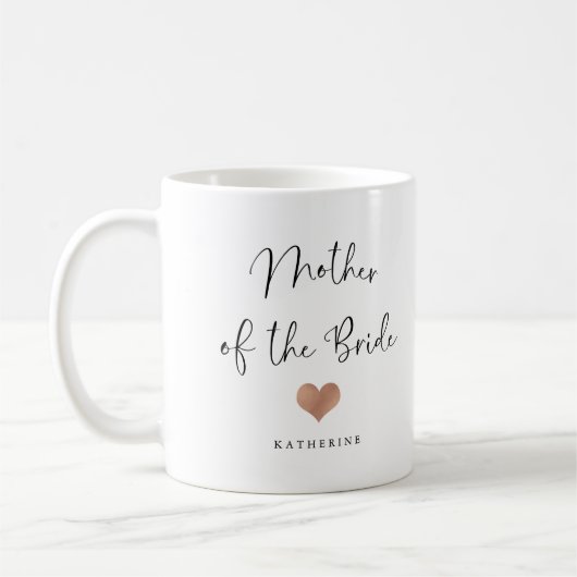 Mug Mère de la mariée | Script tendance et coeur (Gauche)