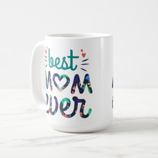 Mug Mère de lit jamais mignonne typographie florale (Devant gauche)