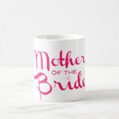 Mug Mère de mariée Retro Script Hot rose sur blanc (Centre)