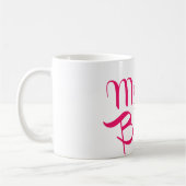 Mug Mère de mariée Retro Script Hot rose sur blanc (Gauche)