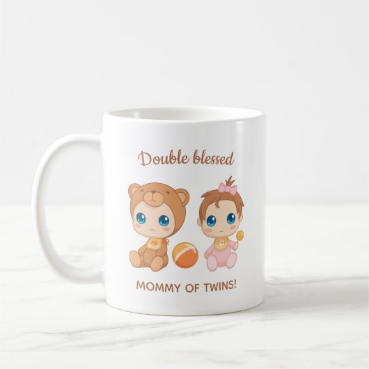 Mug Mère des jumeaux Bébé Fille Ours Jumpsuit (Gauche)