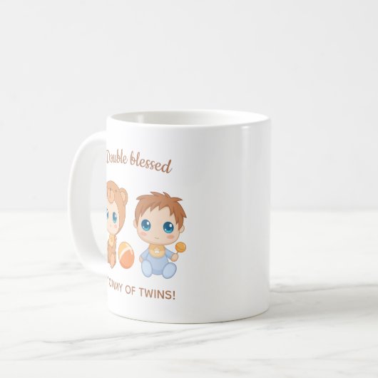 Mug Mère des jumeaux bébé garçon ours combinaison (Devant gauche)