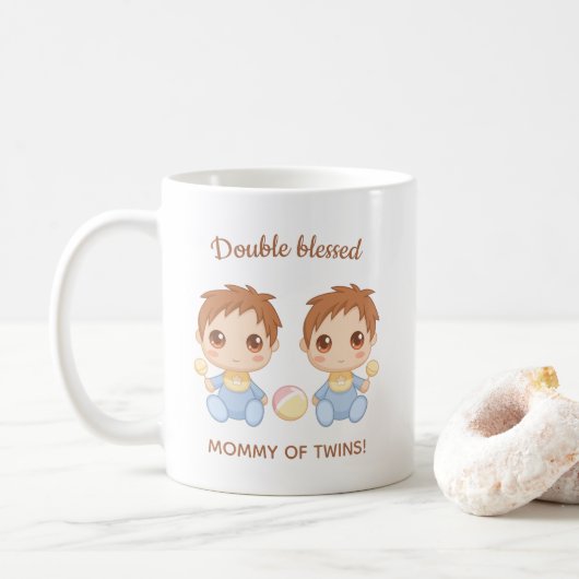 Mug Mère des jumeaux Bébés garçons (Avec donut)