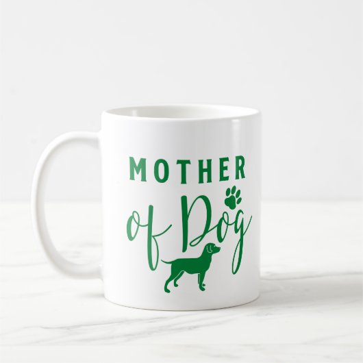 Mug Mère du chien, maman du chien Design vert (Gauche)