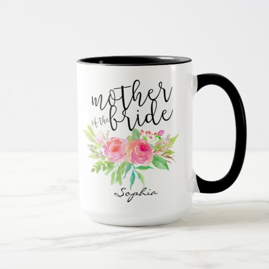 Mug Mère du floral de Bride|Watercolor personnalisée (Droite)