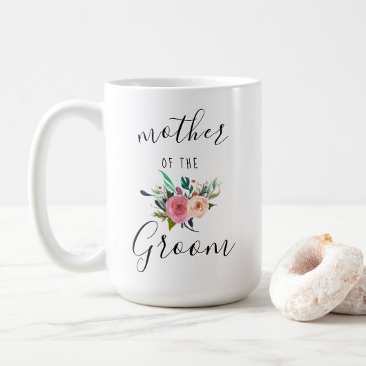 Mug Mère du Mariage Groom Cadeau Floral Chic 15oz (Avec donut)