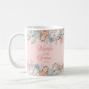 Mug Mère du marié Fleurs modernes rose Mariage