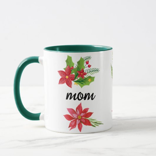 Mug Mère en vert avec écriture noire "Noël brillant" s (Gauche)