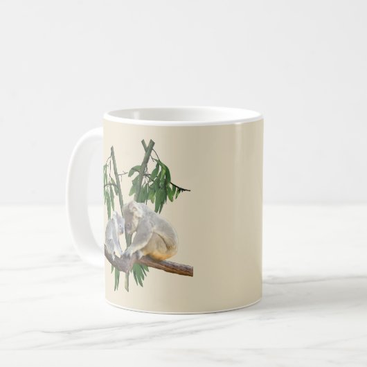 Mug mère et bébé koala ours eucalyptus arbre beige (Devant gauche)