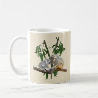 Mug mère et bébé koala ours eucalyptus arbre beige