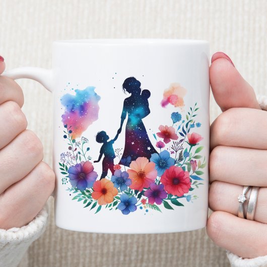Mug Mère et enfant floraux