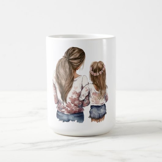 Mug Mère et fille, cheveux longs, art du dos (Centre)