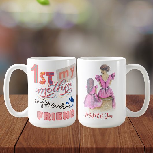Mug Mère Et Fille En Robe Violette Illustration