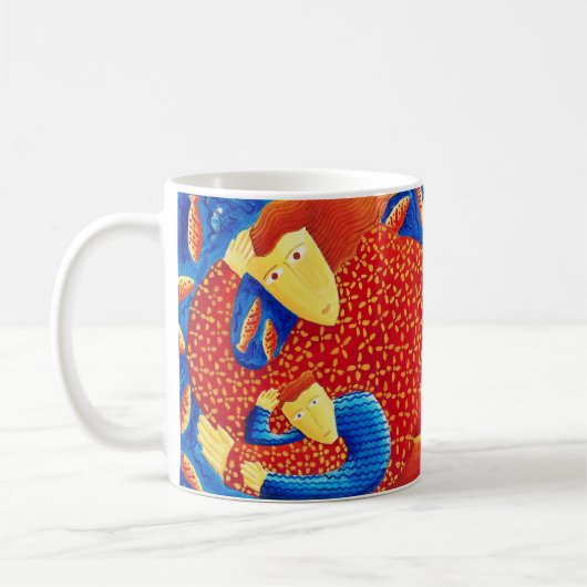 Mug Mère Et Fils Avec Poisson D'Or Peinture D'Art Mode (Gauche)