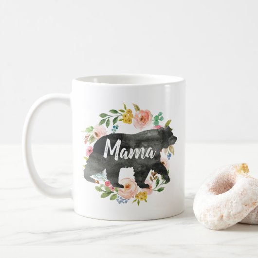 Mug Mère Gift Mama Bear Maman Floral Cute Flowers (Avec donut)
