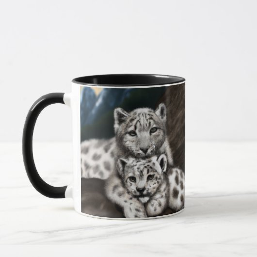 Mug Mère léopard des neiges et petit-déjeuner dans les (Gauche)
