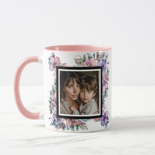 Mug Mère maman aquarelle Floral Photo (Gauche)