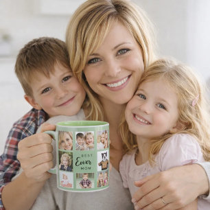 Mug Mère maman collage de photos vert sauge