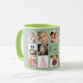 Mug Mère maman collage de photos vert sauge (Devant gauche)