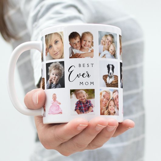 Mug Mère maman photo collage blanc noir