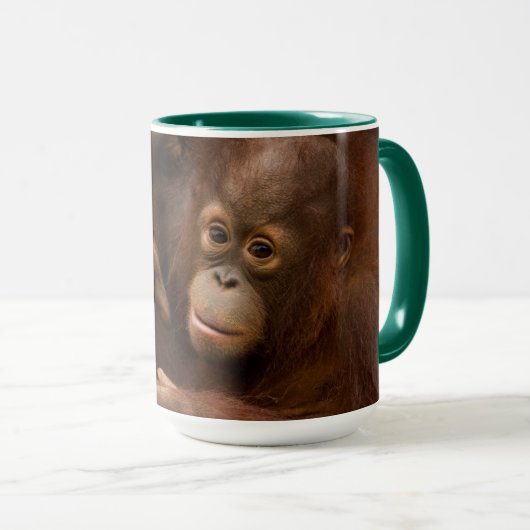 Mug Mère orang-outan et bébé au zoo (Devant droit)