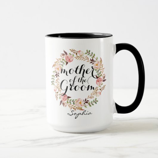 Mug Mère personnalisée de la couronne florale de la ch (Droite)
