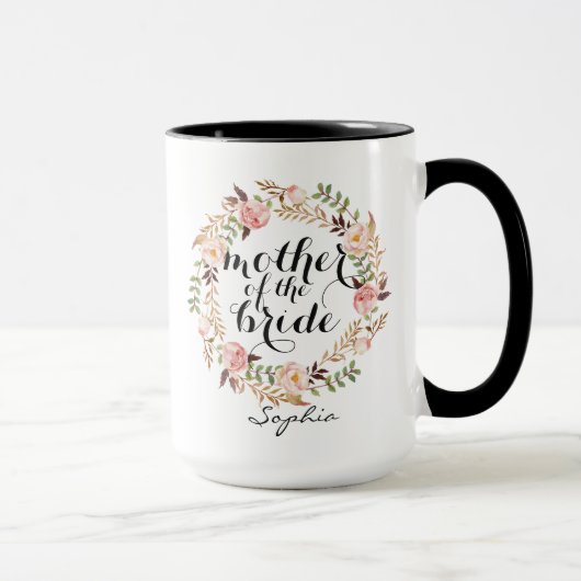Mug Mère personnalisée de la mariée Floral Wreath (Droite)