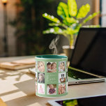 Mug Mère photo collage sauge vert<br><div class="desc">Un cadeau pour votre mère,  célébrant sa vie avec un collage de 14 photos. Texte blanc : Meilleure maman jamais. Personnalisez et utilisez vos propres photos d'elle,  enfants,  mari,  animaux domestiques,  amis. Arrière - plan vert Sage. Parfait comme cadeau de la Fête des Mères,  pour les anniversaires et Noël.</div>