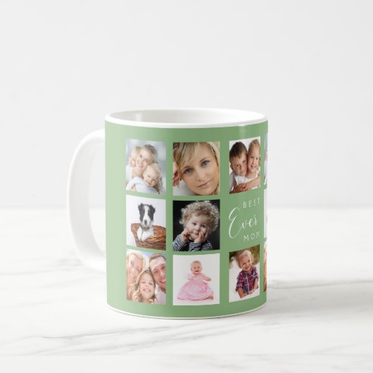 Mug Mère photo collage sauge vert (Devant gauche)