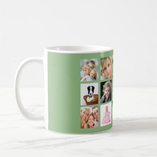 Mug Mère photo collage sauge vert (Gauche)