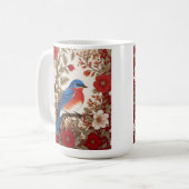 Mug Merlebleu de l'Est Fleurs Rouges Magnifique (Devant gauche)