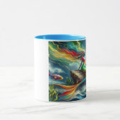 Mug Mermaid assis sur le rocher entouré de Whimsical 3 (Centre)