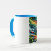 Mug Mermaid assis sur le rocher entouré de Whimsical 3 (Devant gauche)
