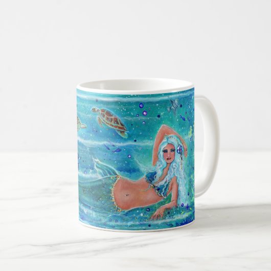 Mug Mermaid Calypso art par Renee Lavoie (Devant droit)