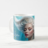 Mug Mermaid cheveux en argent Turquoise Océan (Devant gauche)