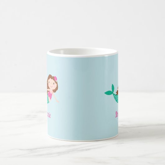 Mug Mermaid mignon bleu personnalisé (Centre)