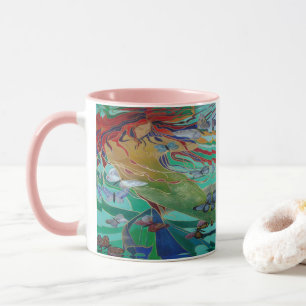 Mug Mermaid Nage avec Papillons Imaginaire Art