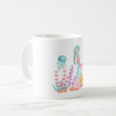 Mug Mermaids et méduses sous l'aquarelle marine (Devant gauche)